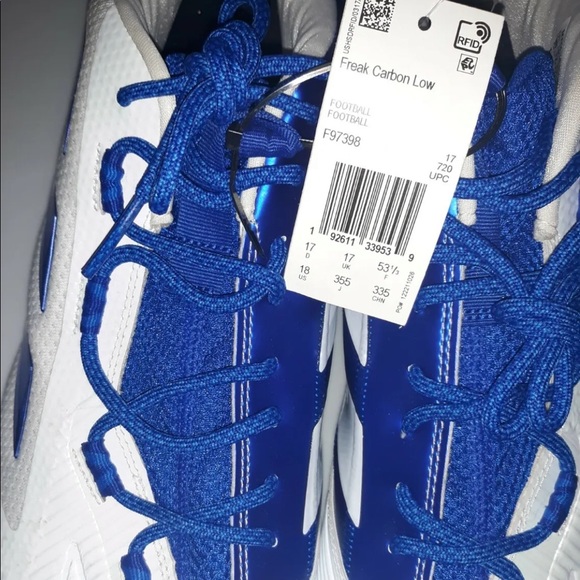 Adidas Freak Carbon Low Football Cleats White/Royal Blue F97398 Mens 18 NEW - Picture 8 of 9